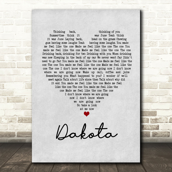 Stereophonics Dakota Grey Heart Song Lyric Quote Print