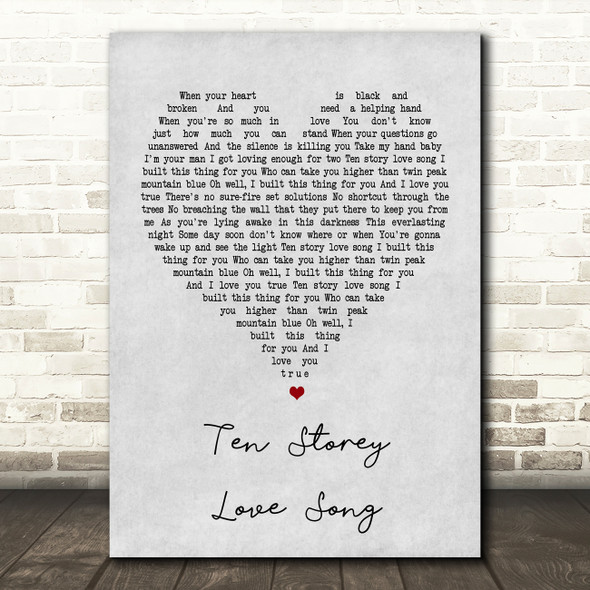 The Stone Roses Ten Storey Love Song Grey Heart Song Lyric Quote Print