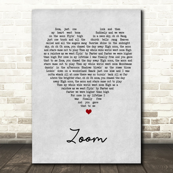 Fat Larry's Band Zoom Grey Heart Song Lyric Quote Print