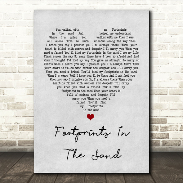 Leona Lewis Footprints In The Sand Grey Heart Song Lyric Quote Print