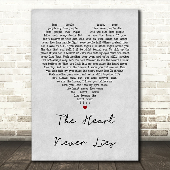McFly The Heart Never Lies Grey Heart Song Lyric Quote Print