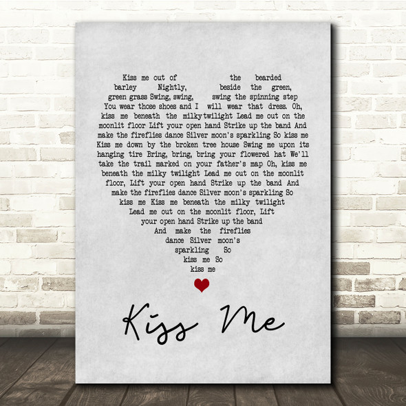 Sixpence None The Richer Kiss Me Grey Heart Song Lyric Quote Print
