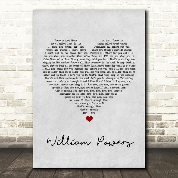 The Maccabees William Powers Grey Heart Song Lyric Quote Print