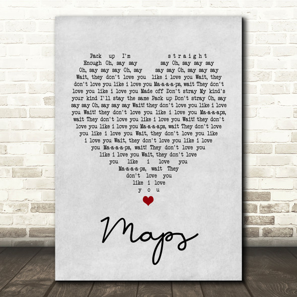 Yeah Yeah Yeahs Maps Grey Heart Song Lyric Quote Print