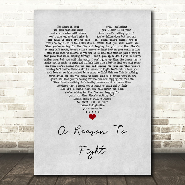 Disturbed A Reason To Fight Grey Heart Quote Song Lyric Print