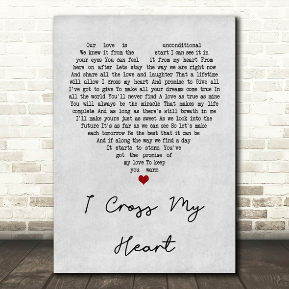 George Strait I Cross My Heart Grey Heart Quote Song Lyric Print