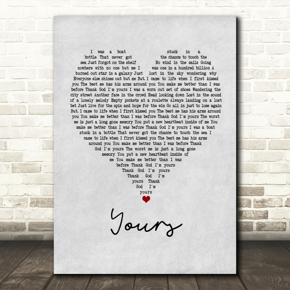 Russell Dickerson Yours Grey Heart Quote Song Lyric Print