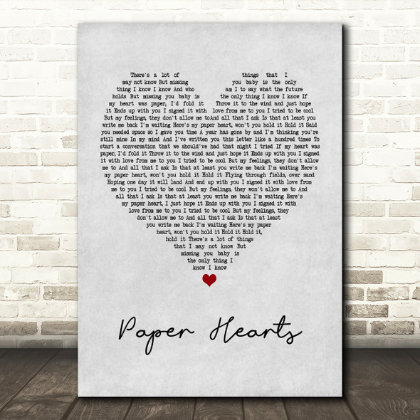 The Vamps Paper Hearts Grey Heart Quote Song Lyric Print