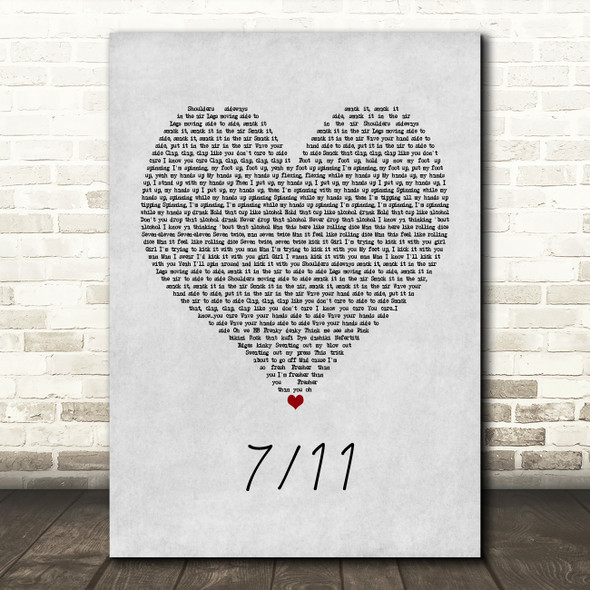 Beyonce Knowles 7 11 Grey Heart Song Lyric Print