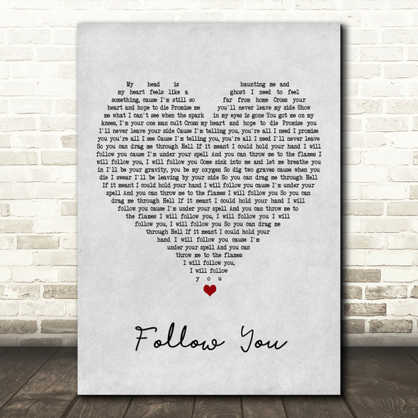 Bring Me The Horizon Follow You Grey Heart Song Lyric Print