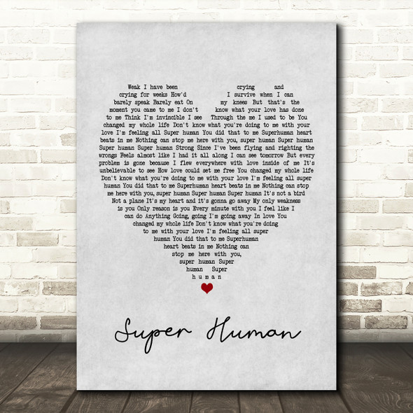 Chris Brown feat. Keri Hilson Super Human Grey Heart Song Lyric Print