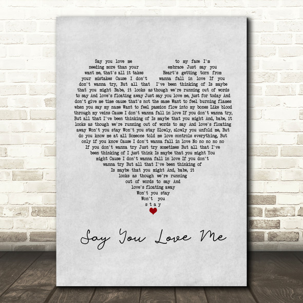 Jessie Ware Say You Love Me Grey Heart Song Lyric Print