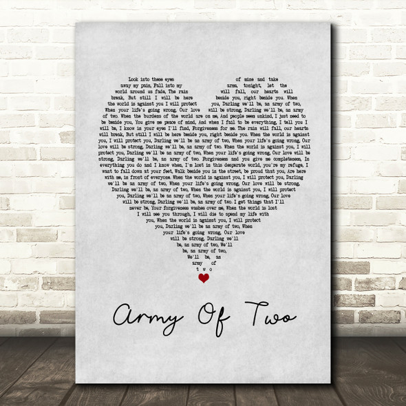 Josh Doyle Army Of Two Grey Heart Song Lyric Print