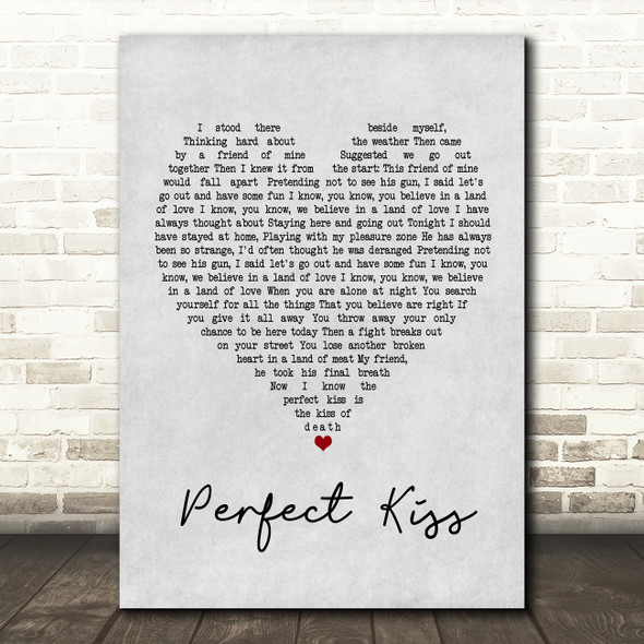 New Order Perfect Kiss Grey Heart Song Lyric Print