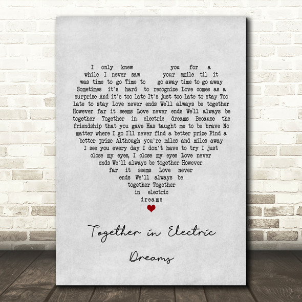 Philip Oakey & Giorgio Moroder Together in Electric Dreams Grey Heart Song Lyric Print