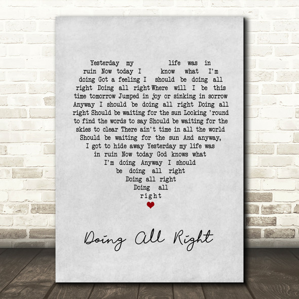 Queen Doing All Right Grey Heart Song Lyric Print