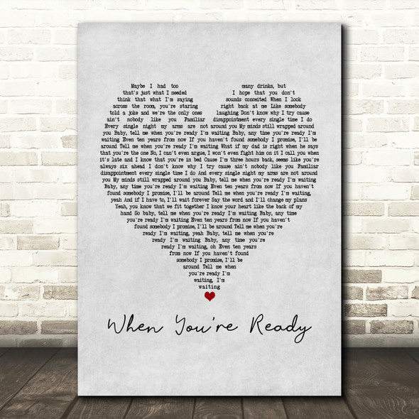 Shawn Mendes When You're Ready Grey Heart Song Lyric Print