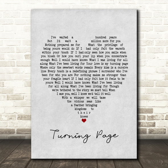 Sleeping At Last Turning Page Grey Heart Song Lyric Print