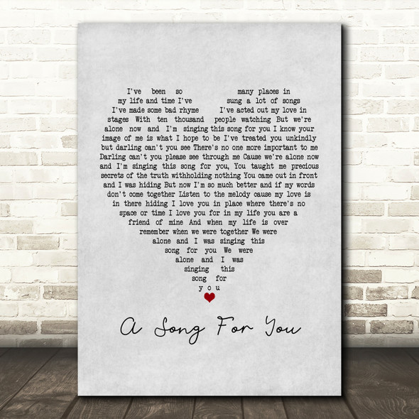 The Carpenters A Song For You Grey Heart Song Lyric Print