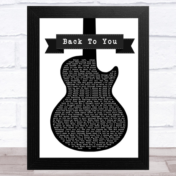 Cameron Boyes Back To You Black & White Guitar Song Lyric Music Art Print