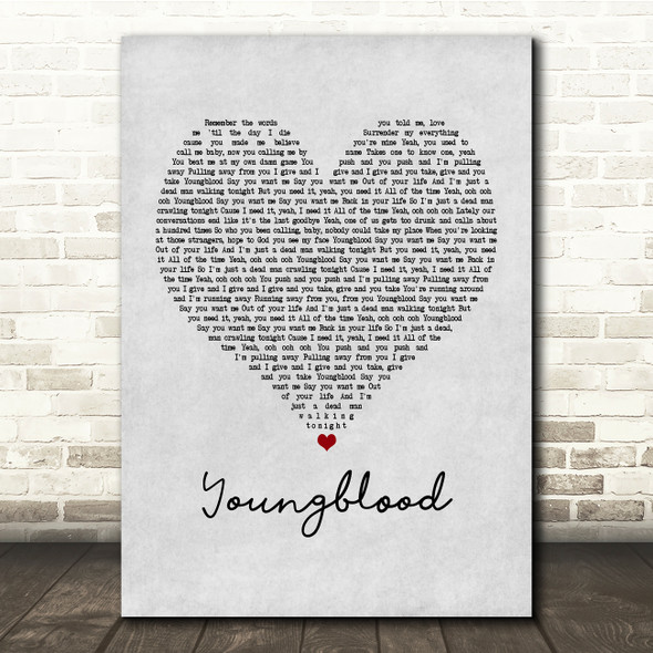 5 Seconds Of Summer Youngblood Grey Heart Song Lyric Print