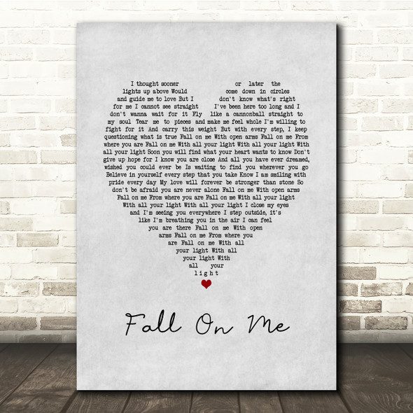 Andrea Bocelli & Matteo Bocelli Fall On Me Grey Heart Song Lyric Print