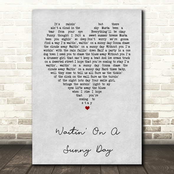 Bruce Springsteen Waitin' On A Sunny Day Grey Heart Song Lyric Print