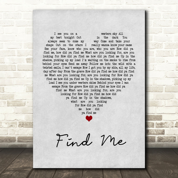 Kings Of Leon Find Me Grey Heart Song Lyric Print