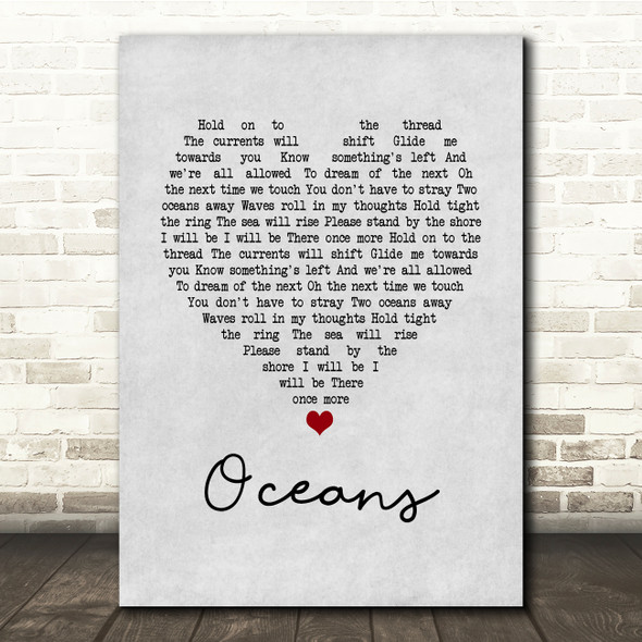 Pearl Jam Oceans Grey Heart Song Lyric Print