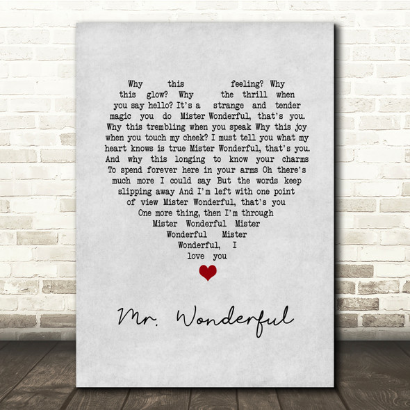 Peggy Lee Mr. Wonderful Grey Heart Song Lyric Print