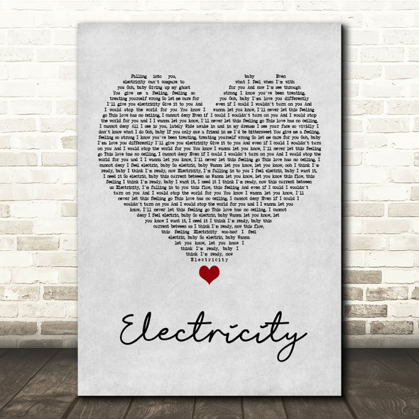 Silk City & Dua Lipa Electricity Grey Heart Song Lyric Print