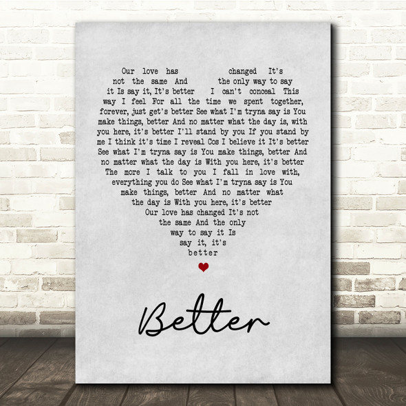 Tom Baxter Better Grey Heart Song Lyric Print