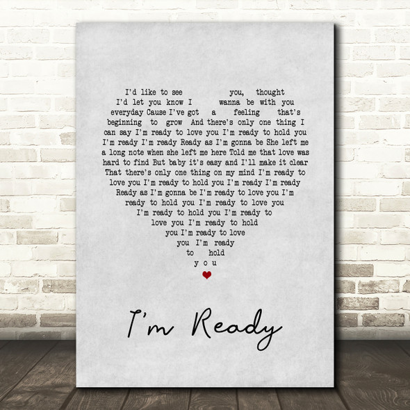 Bryan Adams I'm Ready Grey Heart Song Lyric Quote Print