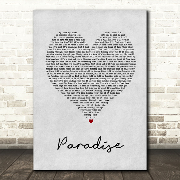 George Ezra Paradise Grey Heart Song Lyric Quote Print