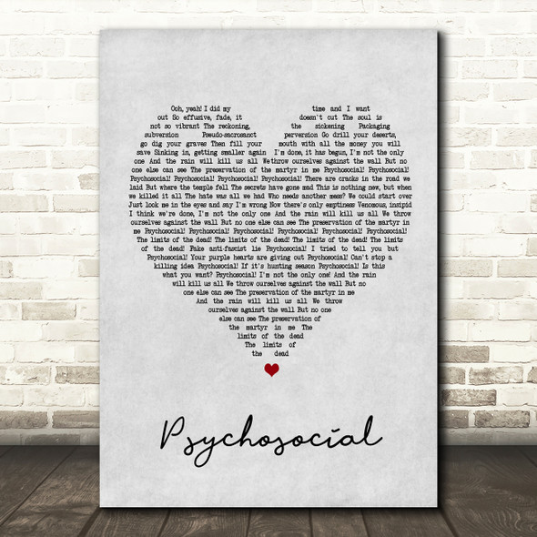 Slipknot Psychosocial Grey Heart Song Lyric Quote Print