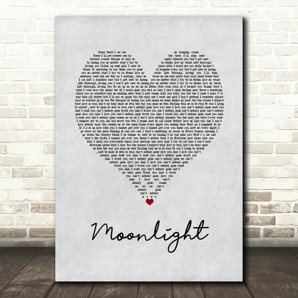 Ali Gatie Moonlight Grey Heart Song Lyric Print