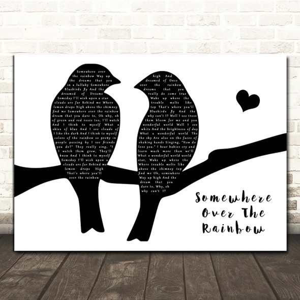 Israel Kamakawiwo'ole Somewhere Over The Rainbow Lovebirds Black & White Song Lyric Print