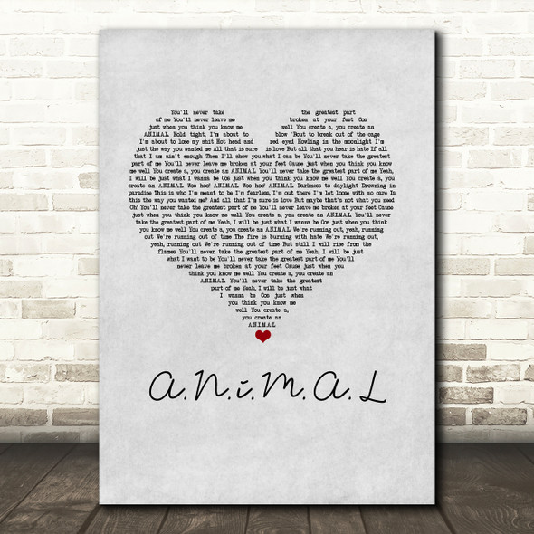 John Newman A.N.i.M.A.L Grey Heart Song Lyric Music Art Print