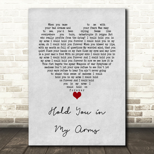 Ray LaMontagne Hold You in My Arms Grey Heart Song Lyric Music Art Print