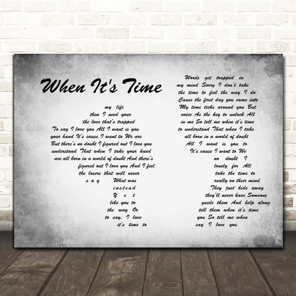 Green Day When It's Time Man Lady Couple Grey Song Lyric Print