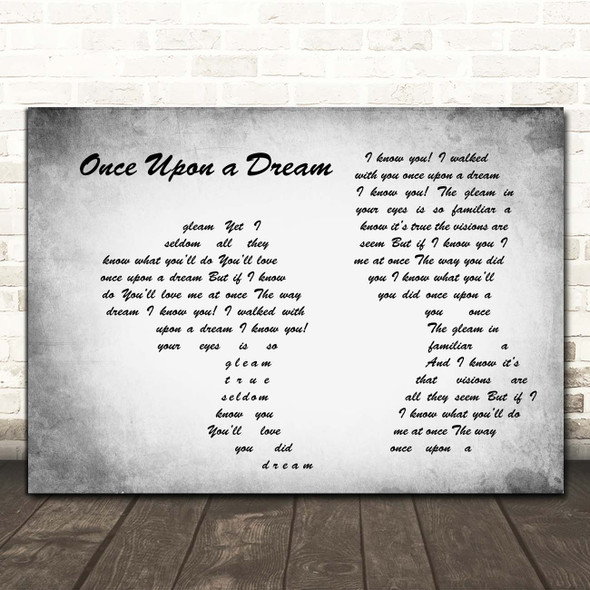 Mary Costa and Bill Shirley Once Upon a Dream Man Lady Couple Grey Song Lyric Print