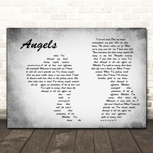 Robbie Williams Angels Man Lady Couple Grey Song Lyric Print