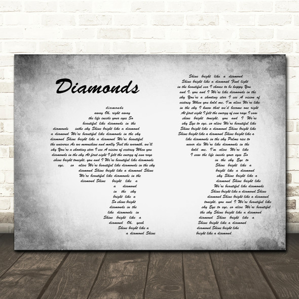 Rihanna Diamonds Man Lady Couple Grey Song Lyric Quote Music Print