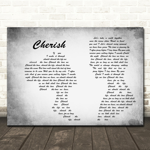 Kool & The Gang Cherish Man Lady Couple Grey Song Lyric Quote Print