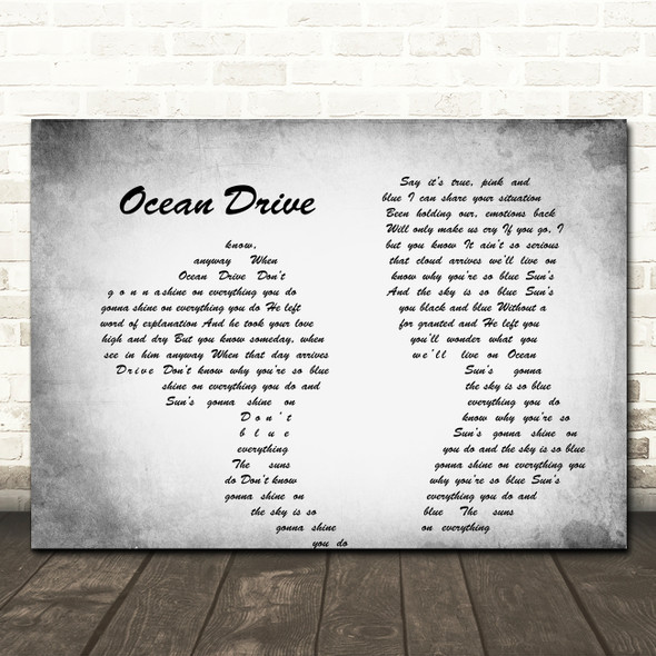 Lighthouse Family Ocean Drive Man Lady Couple Grey Song Lyric Quote Print