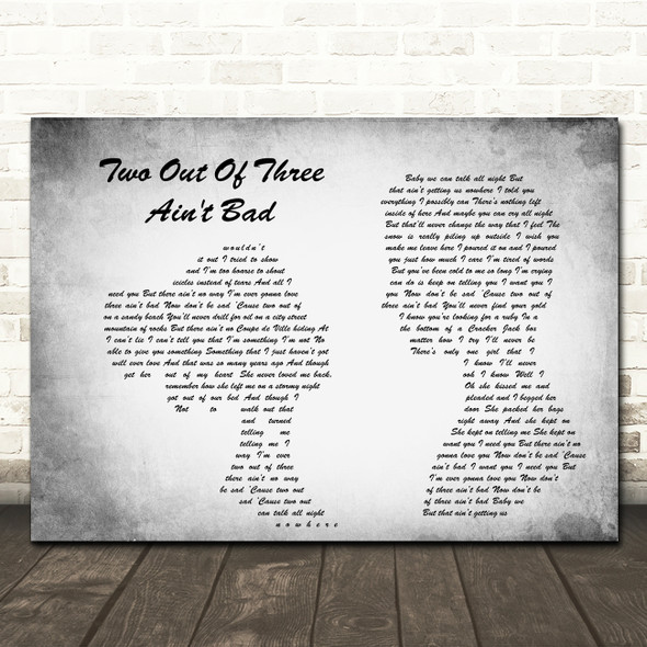 Meat Loaf Two Out Of Three Ain't Bad Man Lady Couple Grey Song Lyric Quote Print