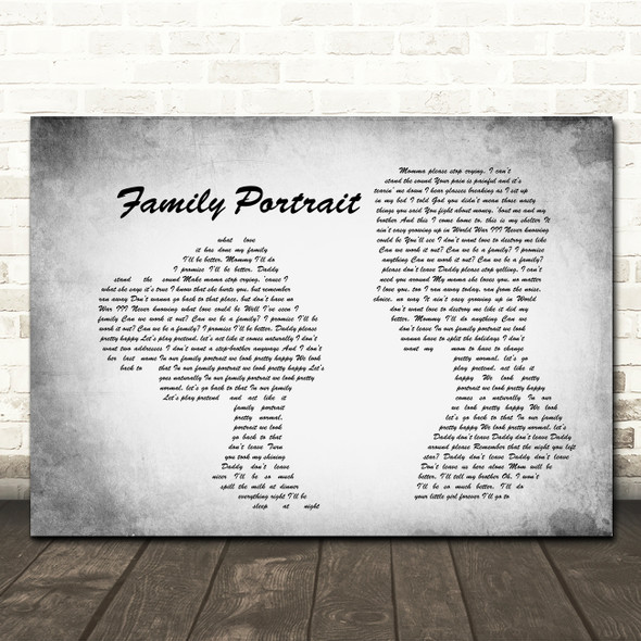 Pink Family Portrait Man Lady Couple Grey Song Lyric Quote Print