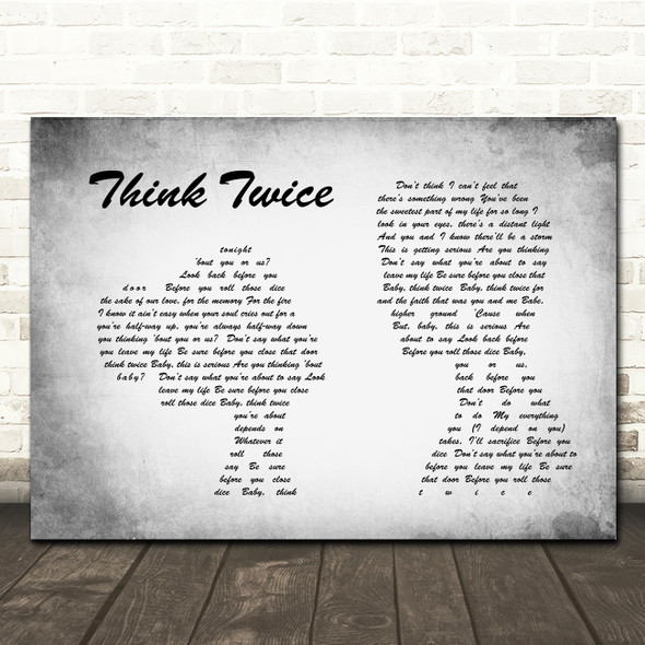Celine Dione Think Twice Man Lady Couple Grey Song Lyric Quote Print