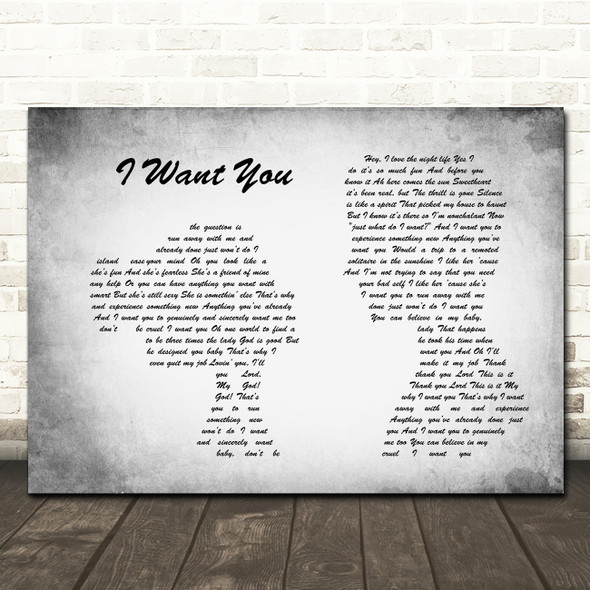 Cee Lo Green I Want You Man Lady Couple Grey Song Lyric Quote Print