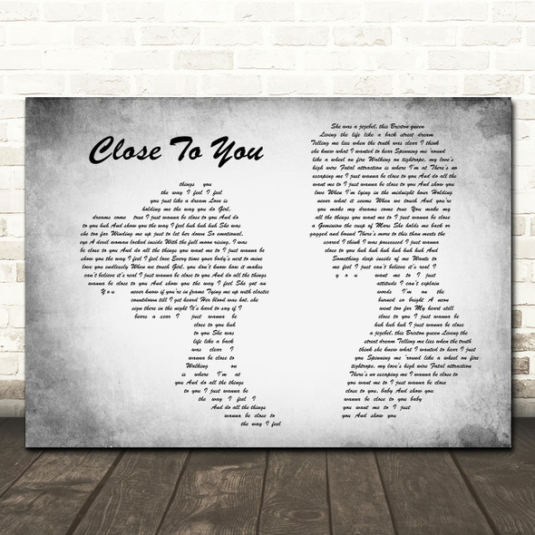 Maxi Priest Close To You Man Lady Couple Grey Song Lyric Quote Print